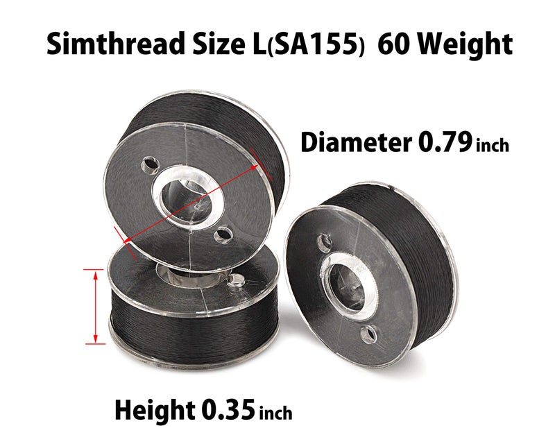 Simthread 25Pcs Black Prewound Bobbin Thread Size L (Sa155) 60Wt For Brother Husqvarna Pfaff Embroidery Thread Sewing Thread Machine With Clear Storage Plastic Case Diy - Image 3